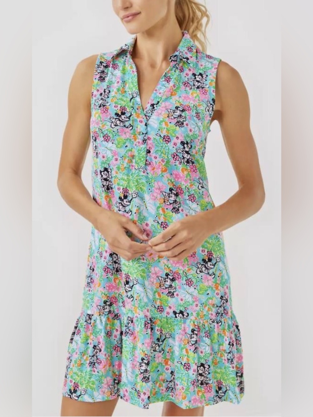 Disney Lilly Pulitzer Riegan Dress Mini XL Mickey Minnie Tropical Floral Resort